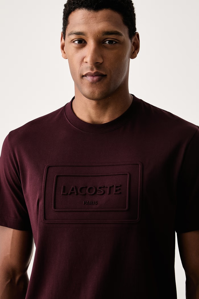 Lacoste T-shirt męski bawełniany bordowy TH0794