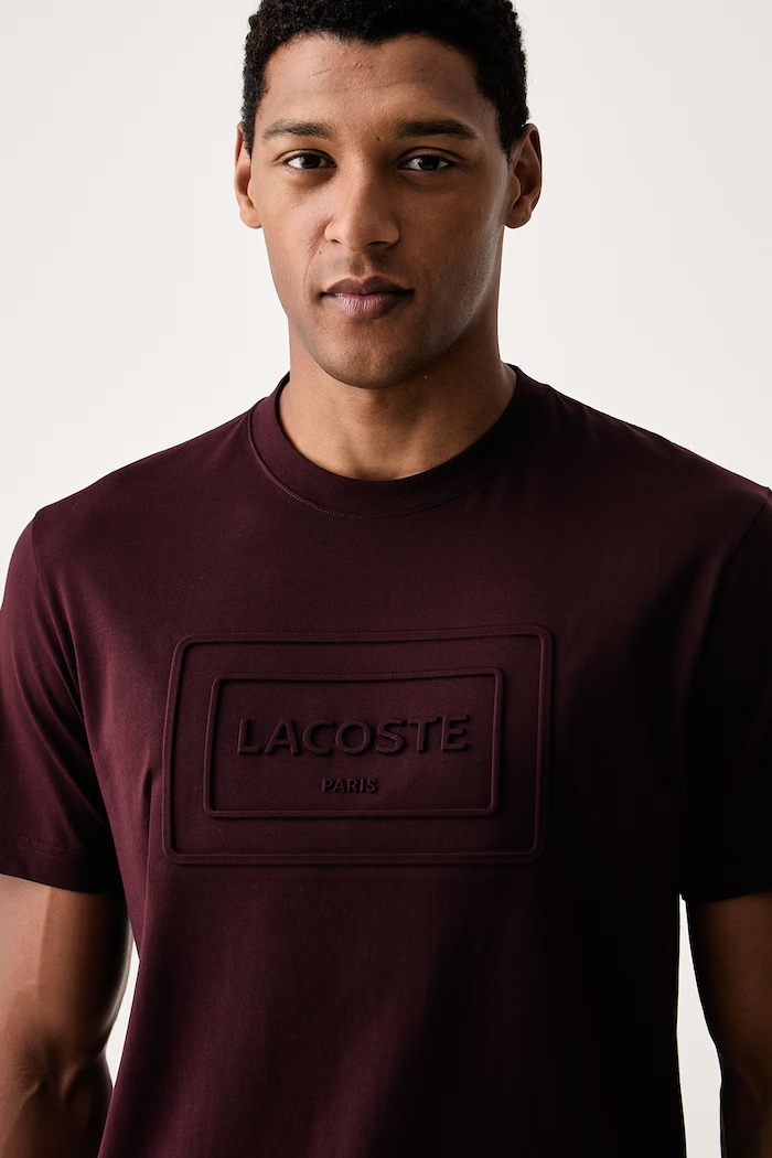 Lacoste T-shirt męski bawełniany bordowy TH0794