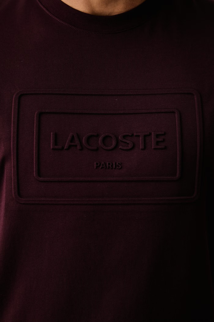 Lacoste T-shirt męski bawełniany TH0794 bordowy