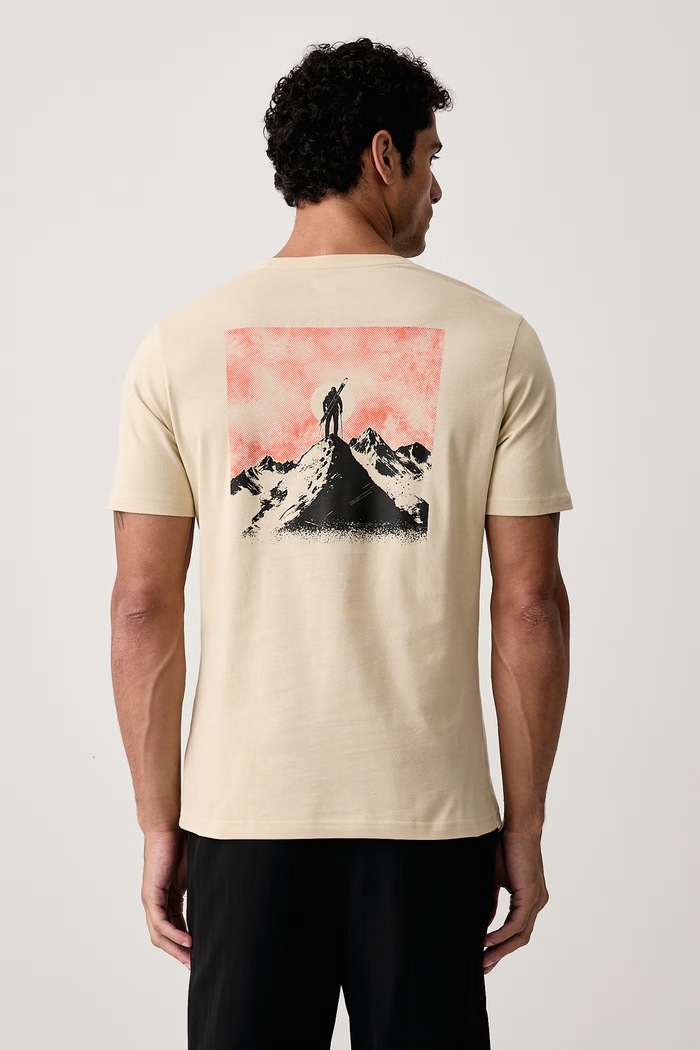 Dynafit T-shirt sportowy męski bawełniany BACK GRAPHIC beżowy 08.0000072146