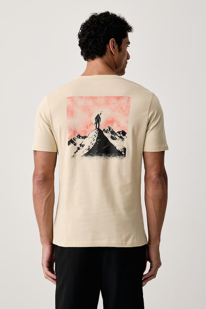 Dynafit T-shirt sportowy męski bawełniany BACK GRAPHIC beżowy 08.0000072146