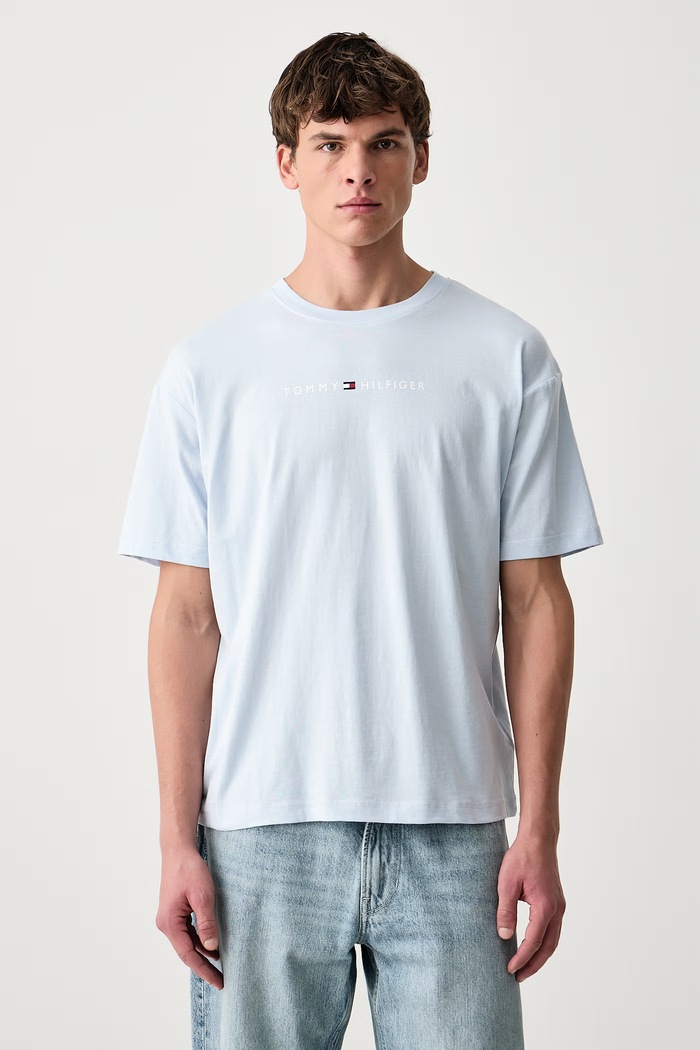Tommy Hilfiger T-shirt męski bawełniany niebieski UM0UM03685