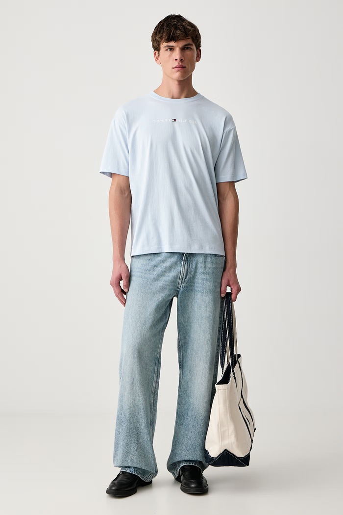 Tommy Hilfiger T-shirt męski bawełniany UM0UM03685 niebieski AW26