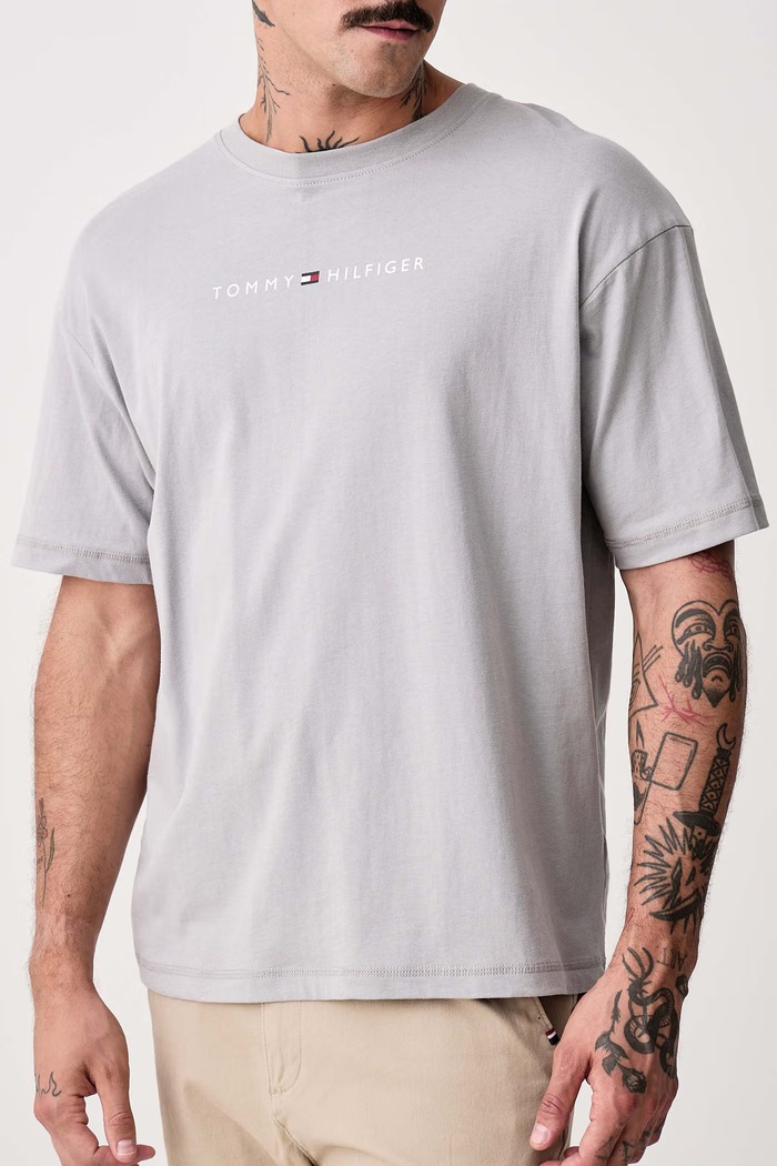 T-shirt ανδρικό βαμβακερό Tommy Hilfiger UM0UM03685 γκρί