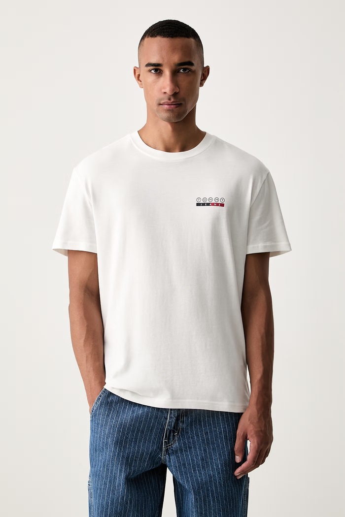 Odjeća Tommy Jeans majica muška pamučna DM0DM23716 bijela