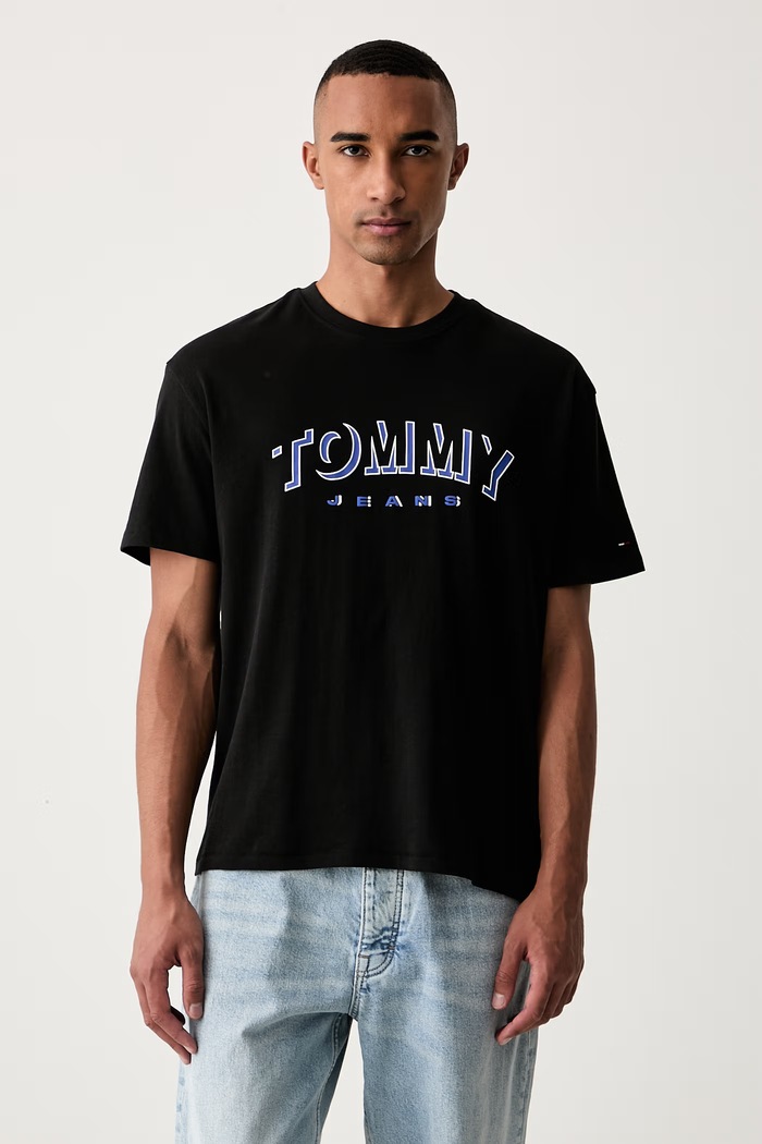 Tommy Jeans t-shirt ανδρικό βαμβακερό μαύρο DM0DM23602