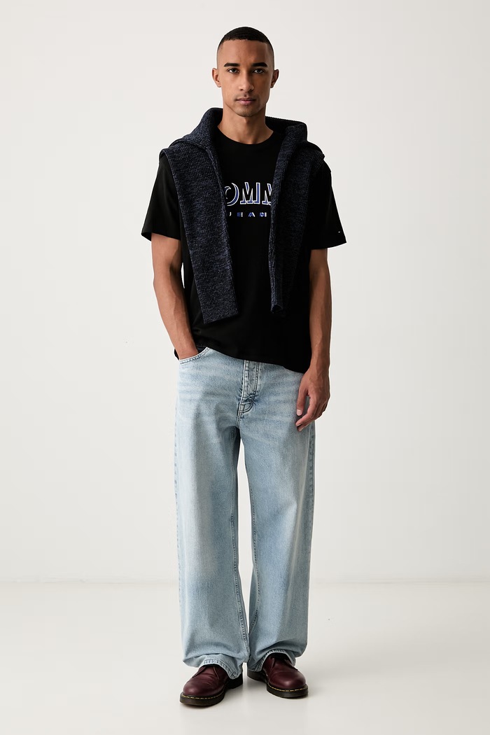 Tommy Jeans t-shirt ανδρικό βαμβακερό DM0DM23602 μαύρο AW26