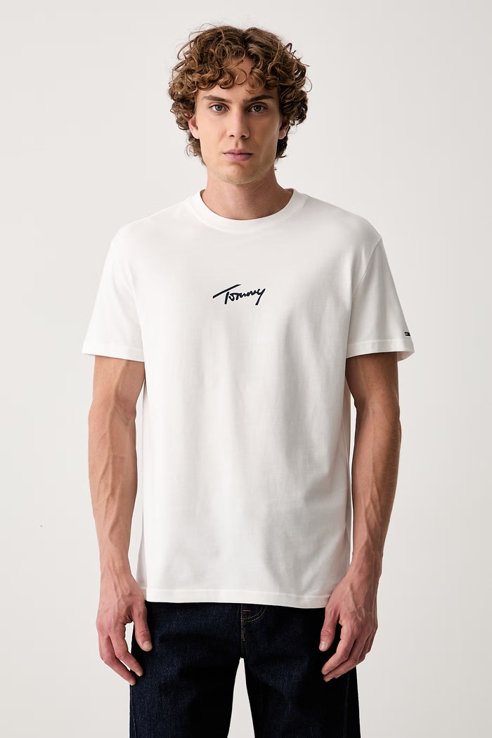 Oblečení Tommy Jeans tričko pánské bavlněné DM0DM23598 bílá