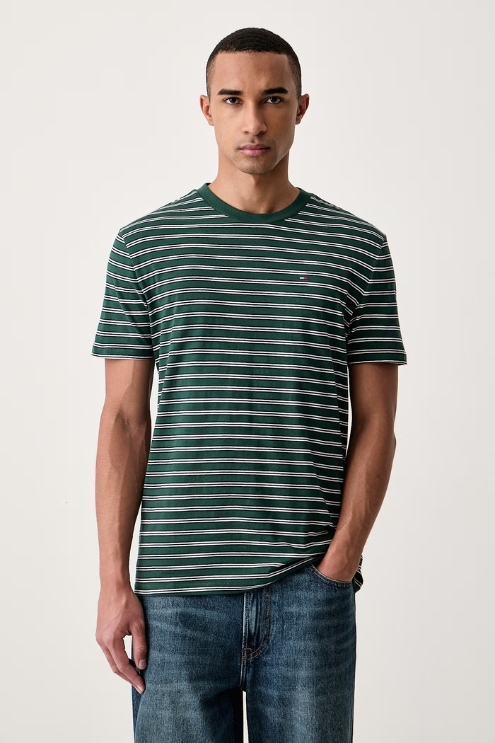 Tommy Jeans T-shirt męski bawełniany zielony DM0DM23562
