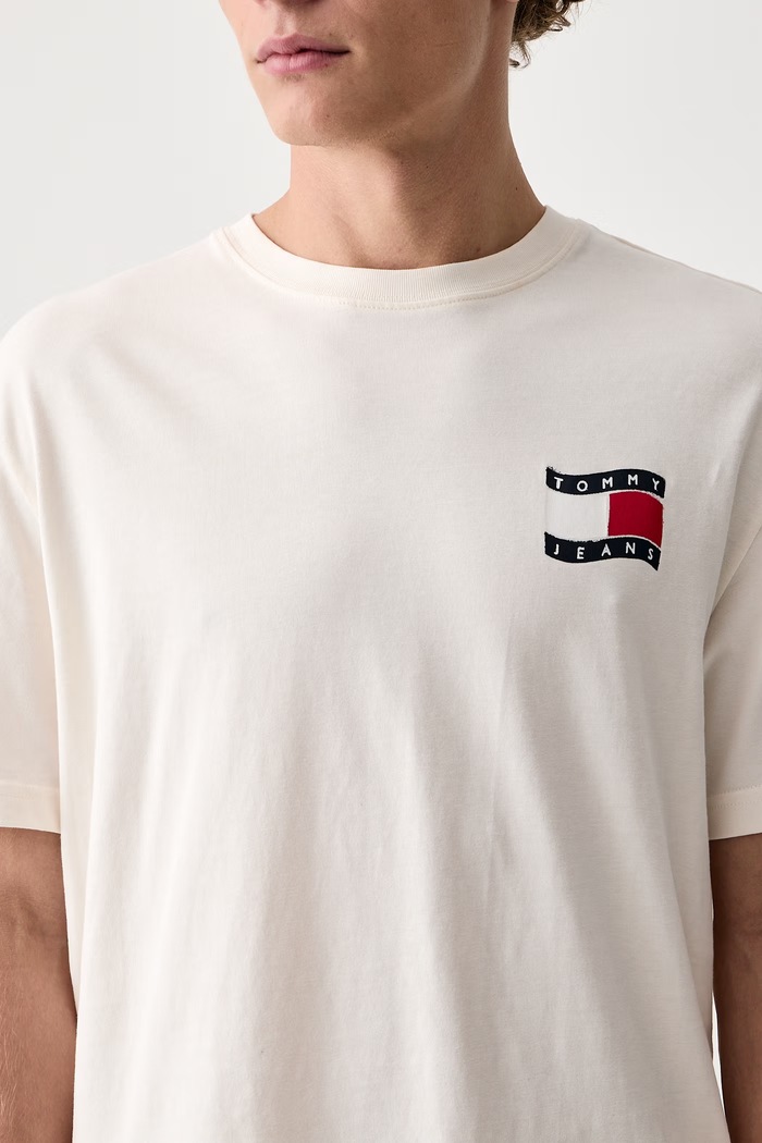 T-shirt męski bawełniany Tommy Jeans DM0DM23559 beżowy