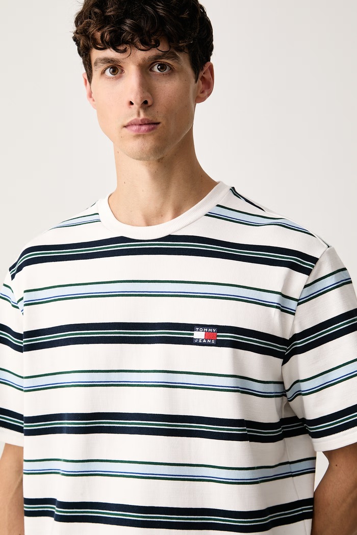 Tommy Jeans tričko pánske bavlnené s elastanom biela DM0DM23553