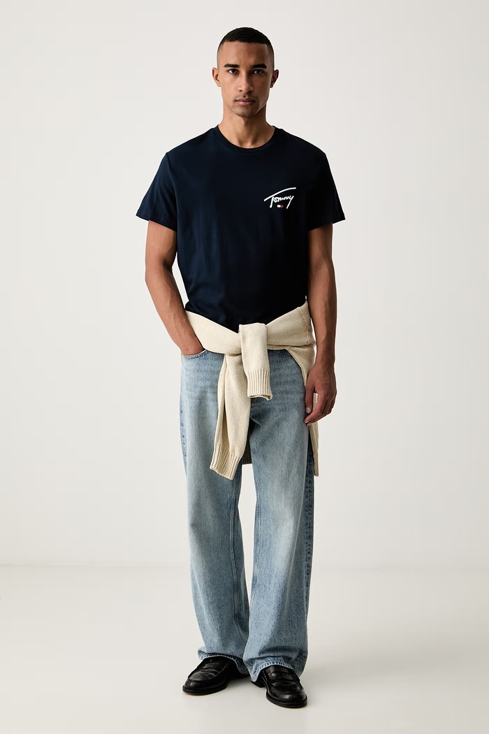 Tommy Jeans tričko pánské bavlněné DM0DM23550 námořnická modř AW26