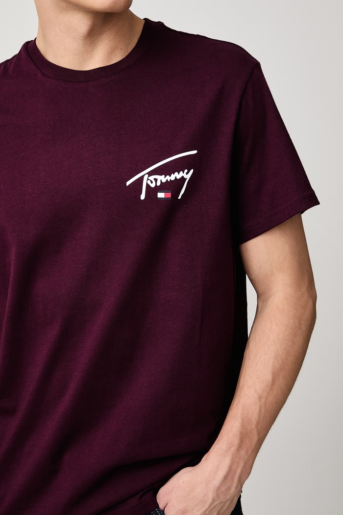 T-shirt męski bawełniany Tommy Jeans DM0DM23550 bordowy