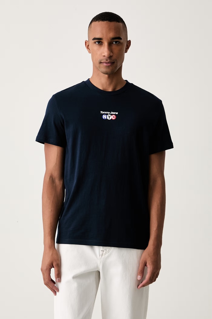 Tommy Jeans majica ženska pamučna mornarsko plava DM0DM23545