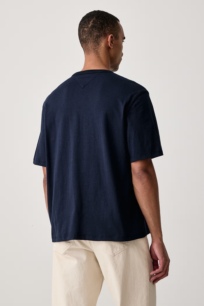 Odjeća Tommy Jeans Majica muška pamučna DM0DM23544 mornarsko plava