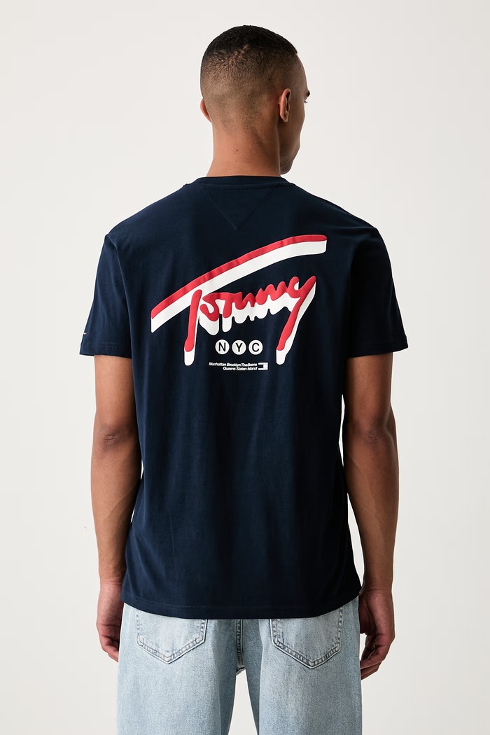 Tommy Jeans tričko pánské bavlněné námořnická modř DM0DM23542