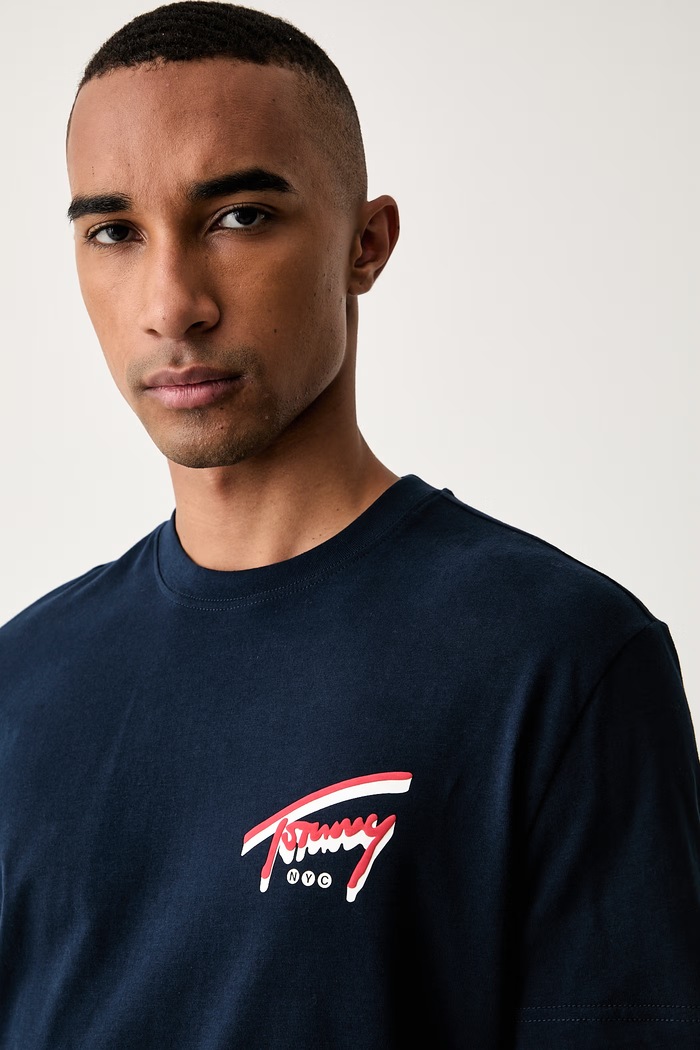 Tommy Jeans tričko pánské bavlněné námořnická modř DM0DM23542