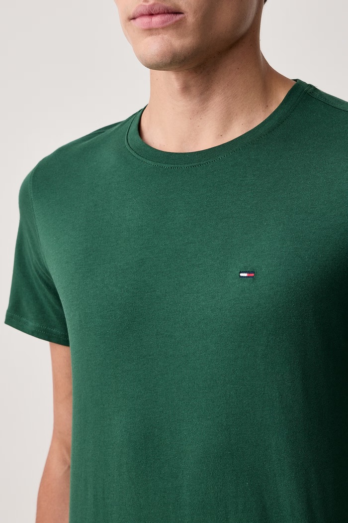 Odzież Tommy Jeans T-shirt męski bawełniany DM0DM04411. zielony
