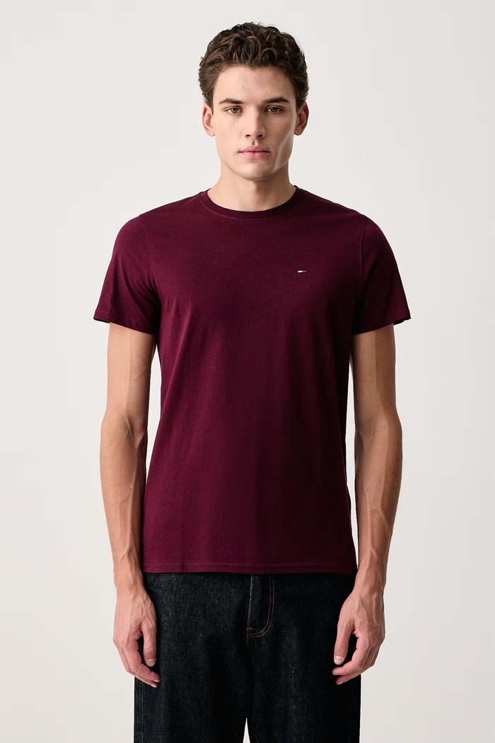 Tommy Jeans T-shirt męski bawełniany bordowy DM0DM04411.