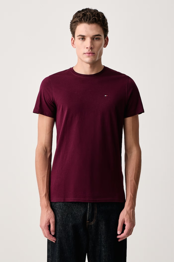 Tommy Jeans T-shirt męski bawełniany bordowy DM0DM04411.