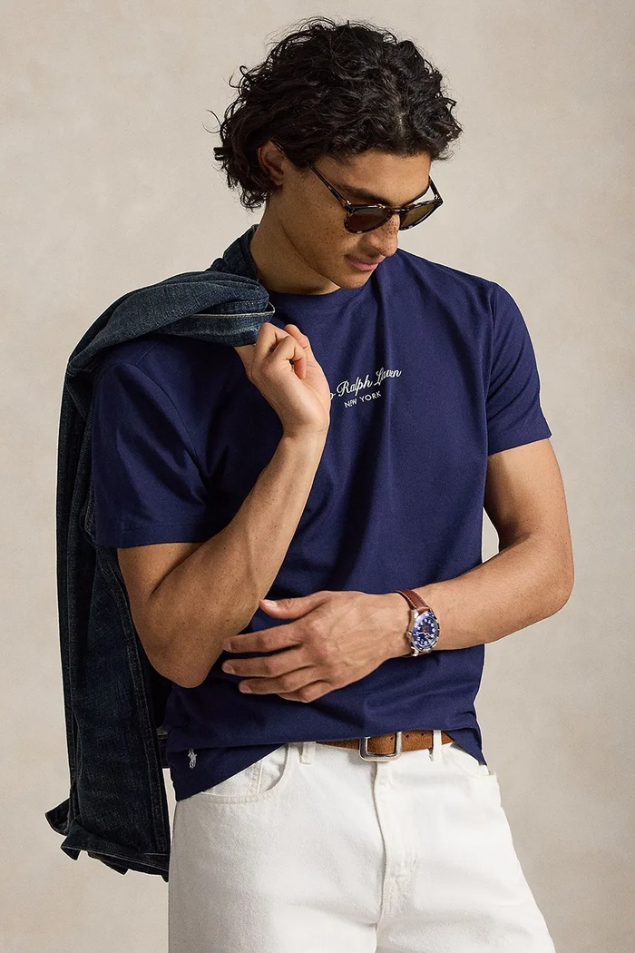 Polo Ralph Lauren T-shirt męski bawełniany 710B26090 granatowy