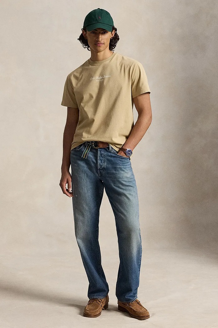 Odzież Polo Ralph Lauren T-shirt męski bawełniany 710B26090 beżowy