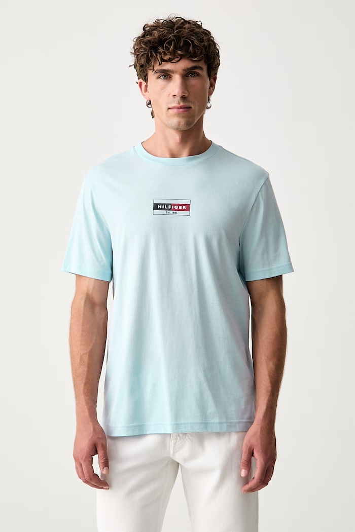 Tommy Hilfiger T-shirt męski bawełniany niebieski MW0MW44882
