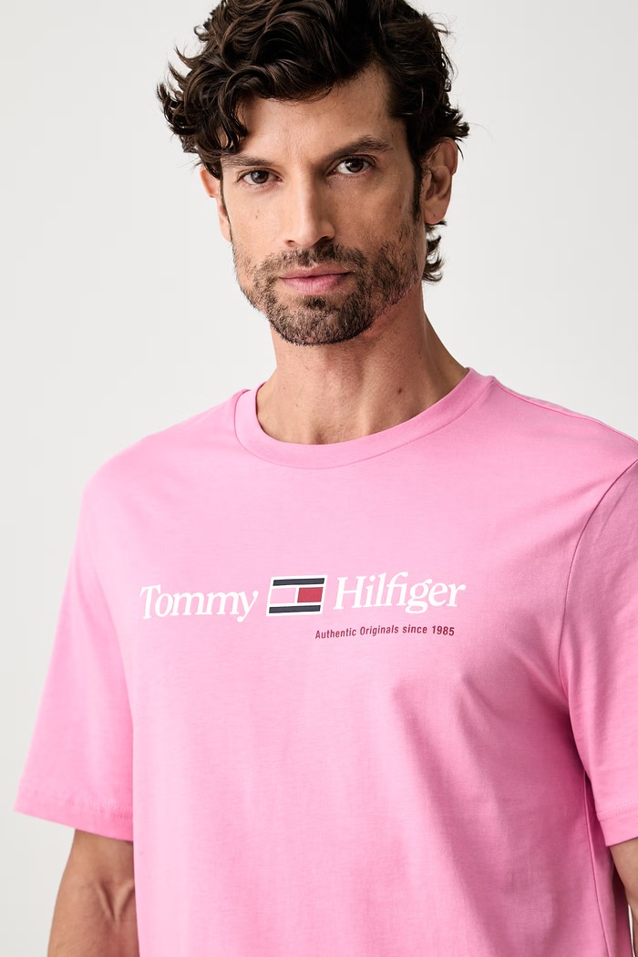 Tommy Hilfiger T-shirt męski bawełniany różowy MW0MW44875