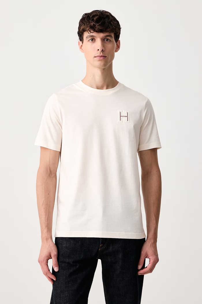 Tommy Hilfiger T-shirt ανδρικό βαμβακερό μπεζ MW0MW44917