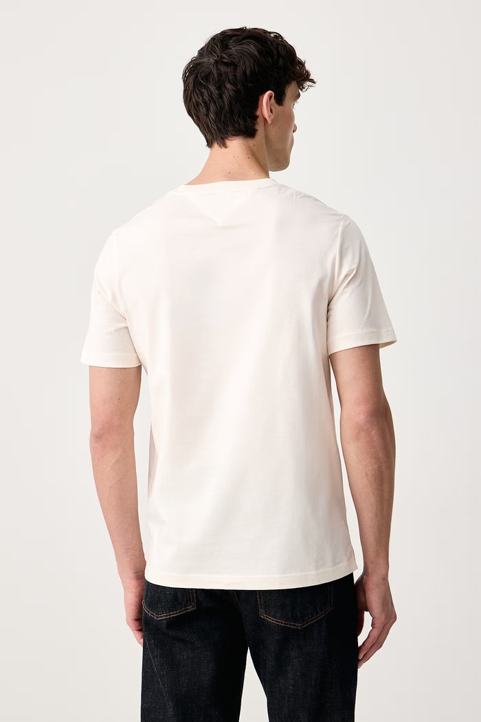 Ρούχα Tommy Hilfiger T-shirt ανδρικό βαμβακερό MW0MW44917 μπεζ