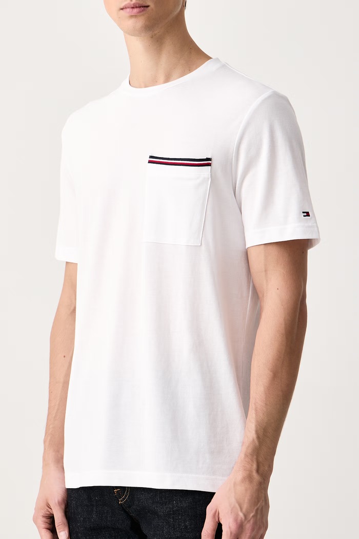 Oblačila Tommy Hilfiger Kratka majica moška bombažna MW0MW44916 bela