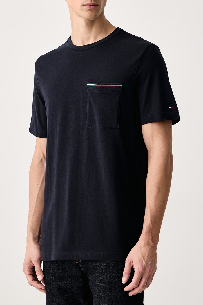 Ρούχα Tommy Hilfiger T-shirt ανδρικό βαμβακερό MW0MW44916 σκούρο μπλε