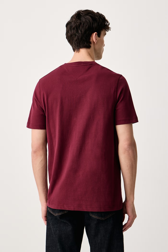 Tommy Hilfiger Majica za muškarce od pamuka MW0MW44892 bordo AW26