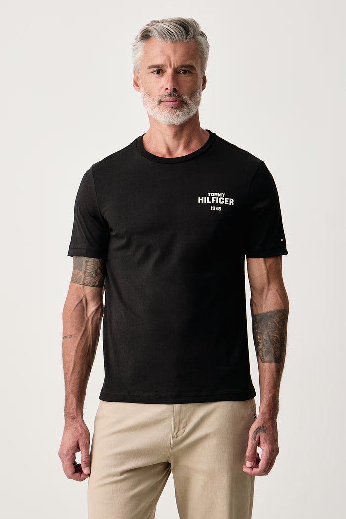 Tommy Hilfiger T-shirt ανδρικό βαμβακερό μαύρο MW0MW44878