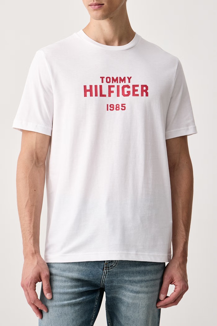 Oblačila Tommy Hilfiger Kratka majica moška bombažna MW0MW44877 bela
