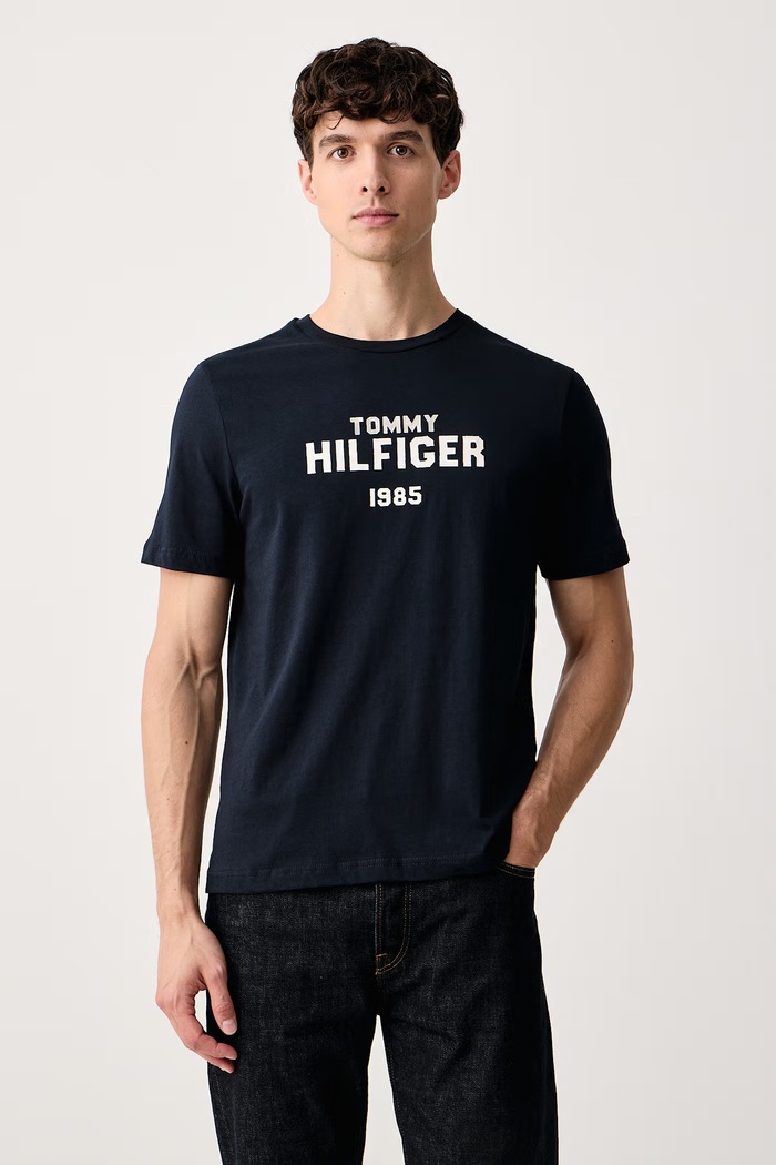 Tommy Hilfiger Majica za muškarce od pamuka mornarsko plava MW0MW44877