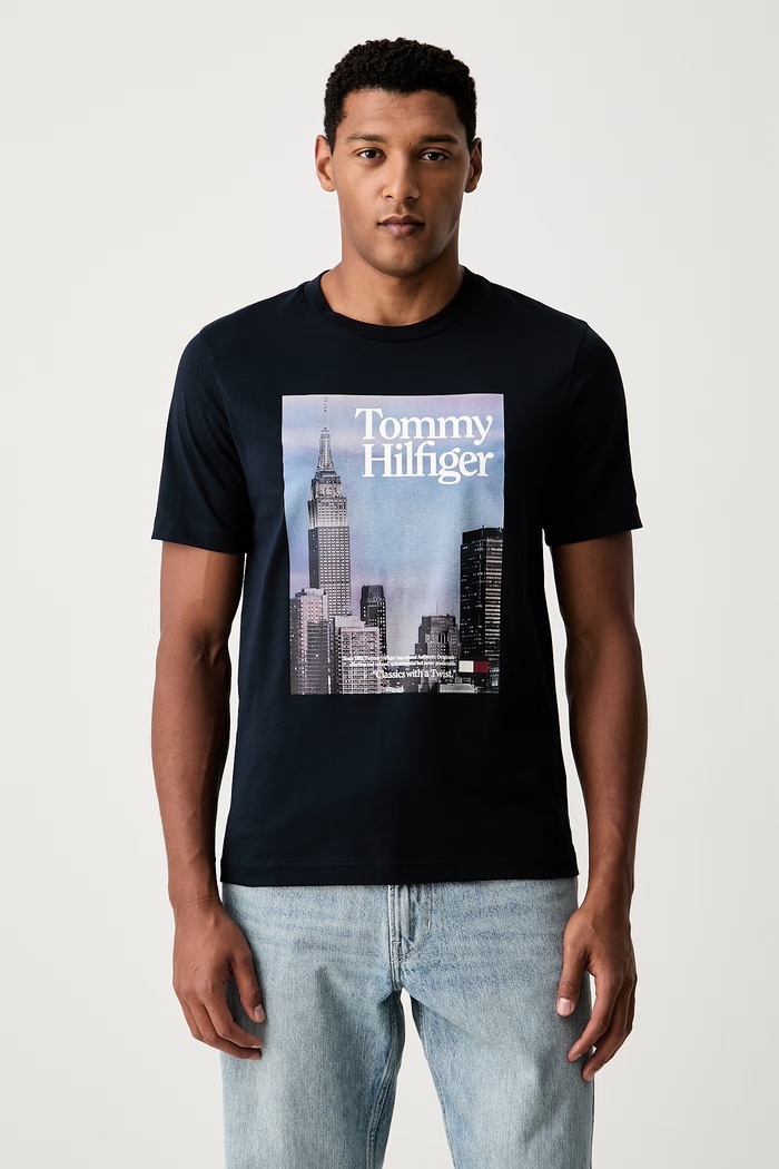 Tommy Hilfiger majica za muškarce od pamuka mornarsko plava MW0MW45188