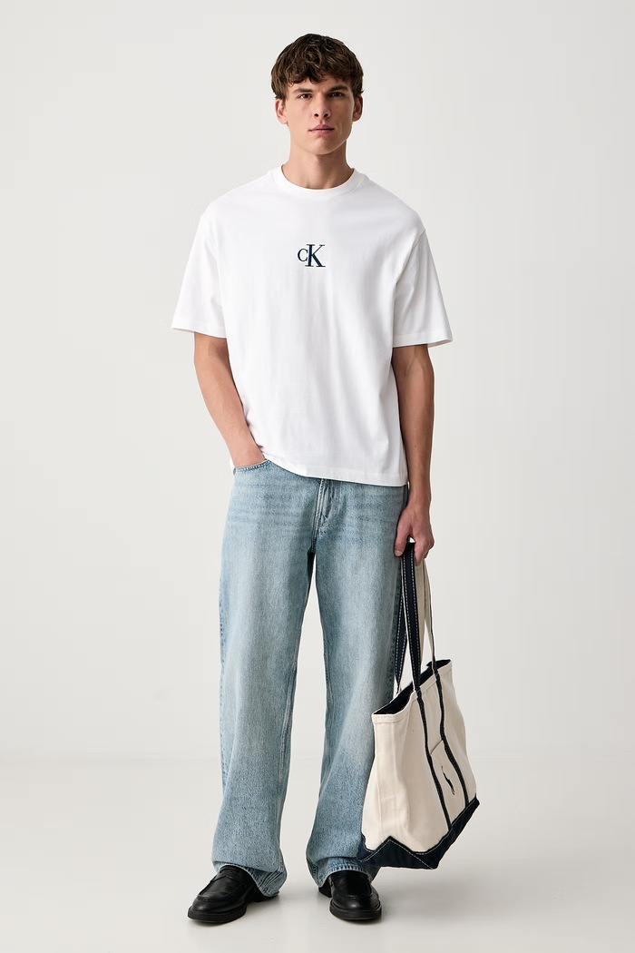 Calvin Klein Jeans Kratka majica moška bombažna LV04RH842G bela AW26