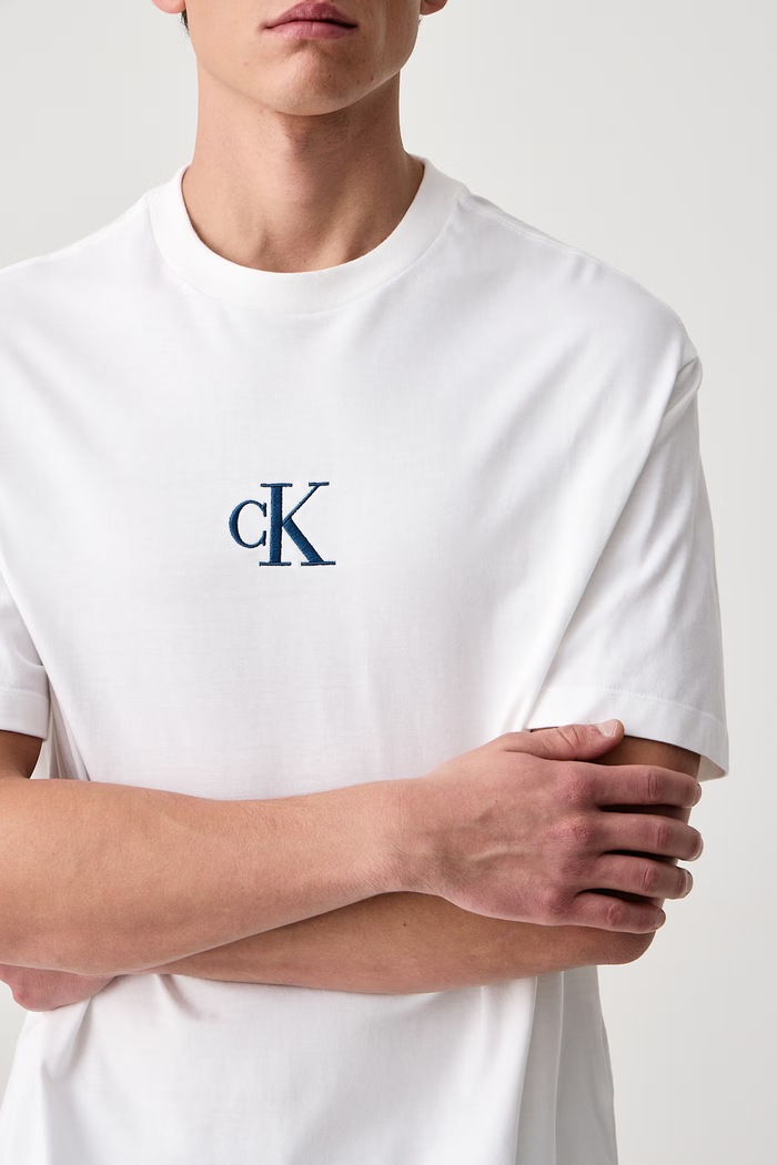 Kratka majica moška bombažna Calvin Klein Jeans LV04RH842G bela