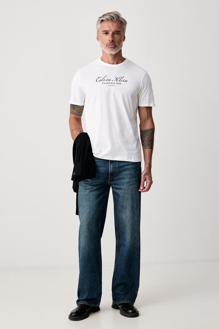 Calvin Klein Jeans Tričko pánske bavlnené LV04RH830G biela AW26