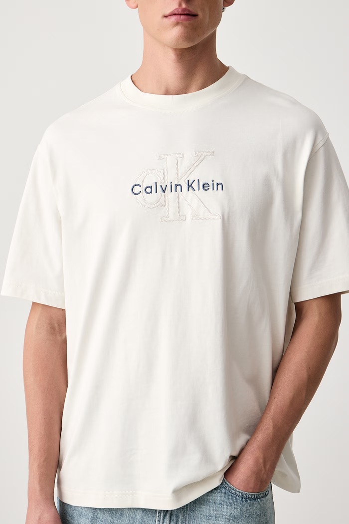 T-shirt męski bawełniany Calvin Klein Jeans LV04RH800G beżowy