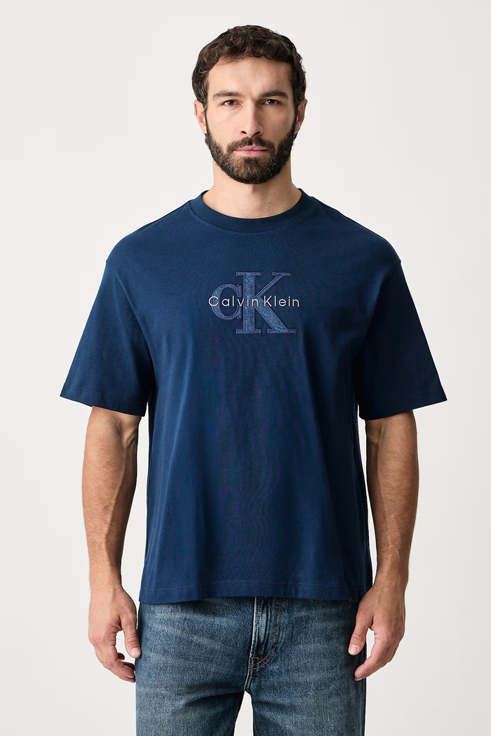 Calvin Klein Jeans T-shirt męski bawełniany granatowy LV04RH800G