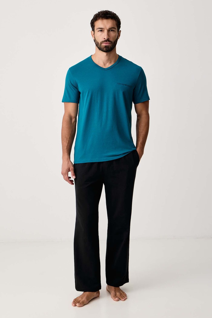Emporio Armani Underwear T-shirt lounge męski bawełniany z elastanem 2-pack EM000392.AF25019 granatowy AW26
