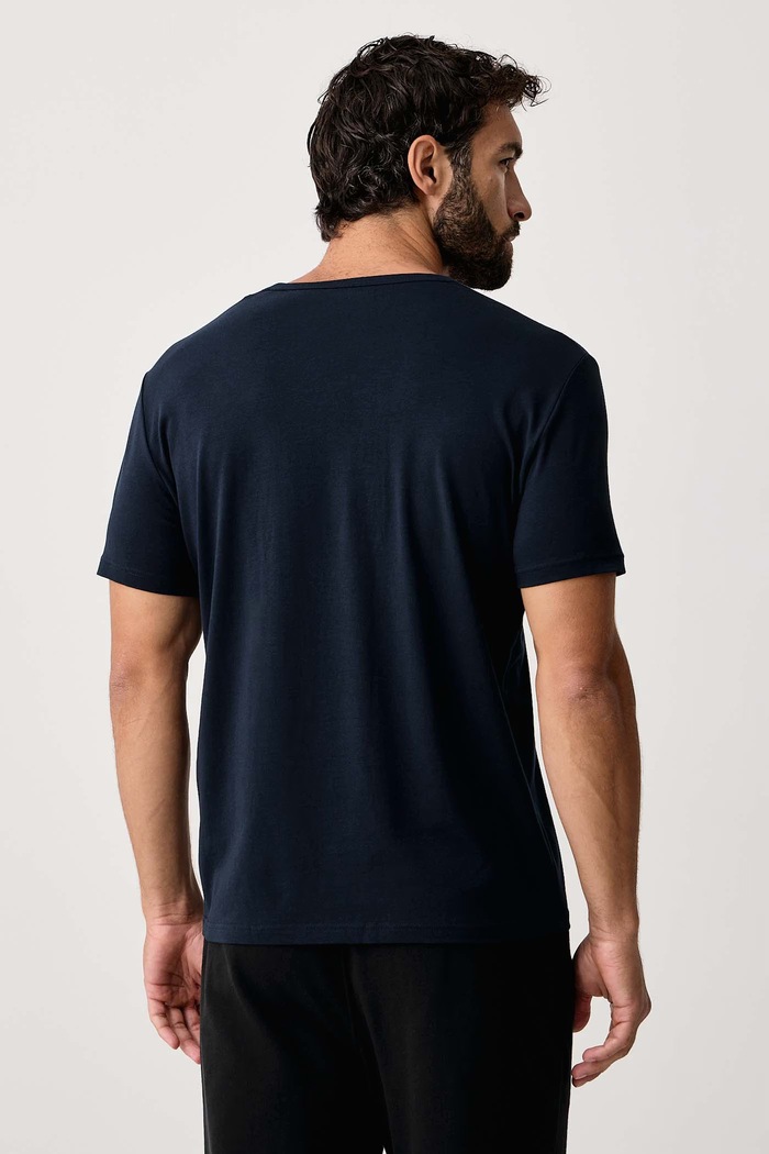 T-shirt lounge męski bawełniany z elastanem 2-pack Emporio Armani Underwear granatowy EM000392.AF25019