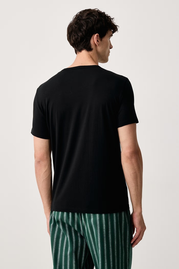 T-shirt lounge męski bawełniany z elastanem 2-pack Emporio Armani Underwear czarny EM000392.AF25019