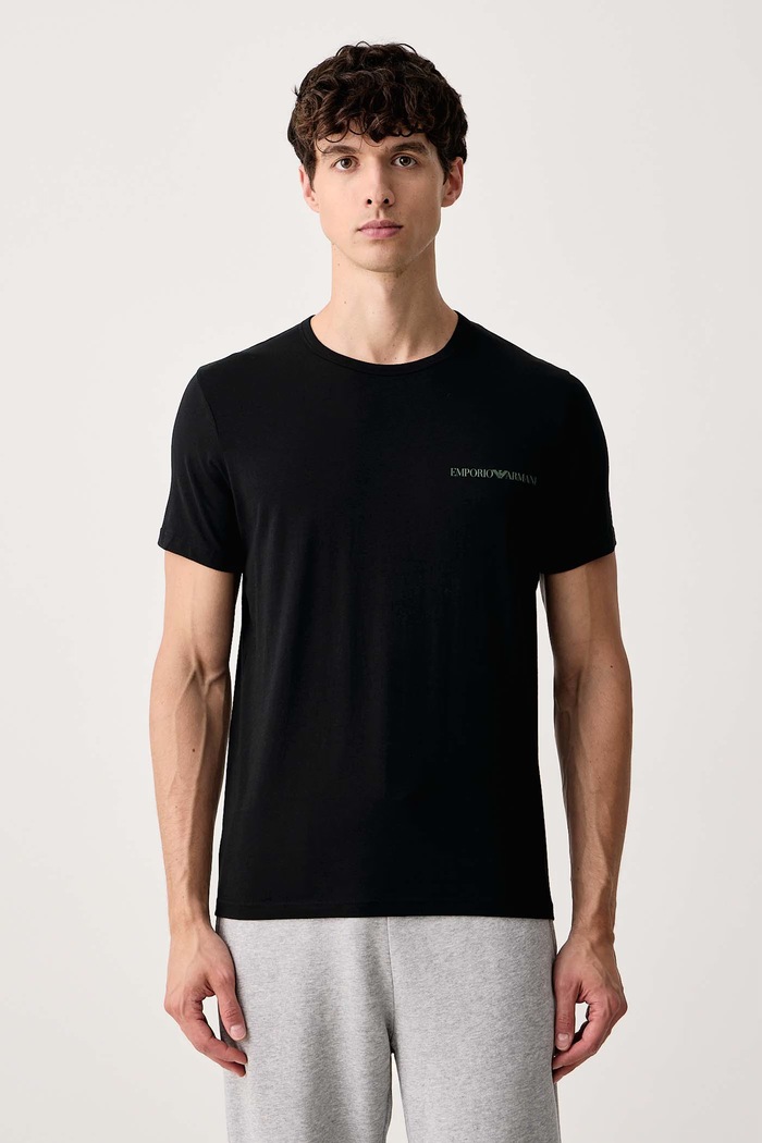 T-shirt lounge męski bawełniany z elastanem 2-pack Emporio Armani Underwear EM000391.AF25019 czarny