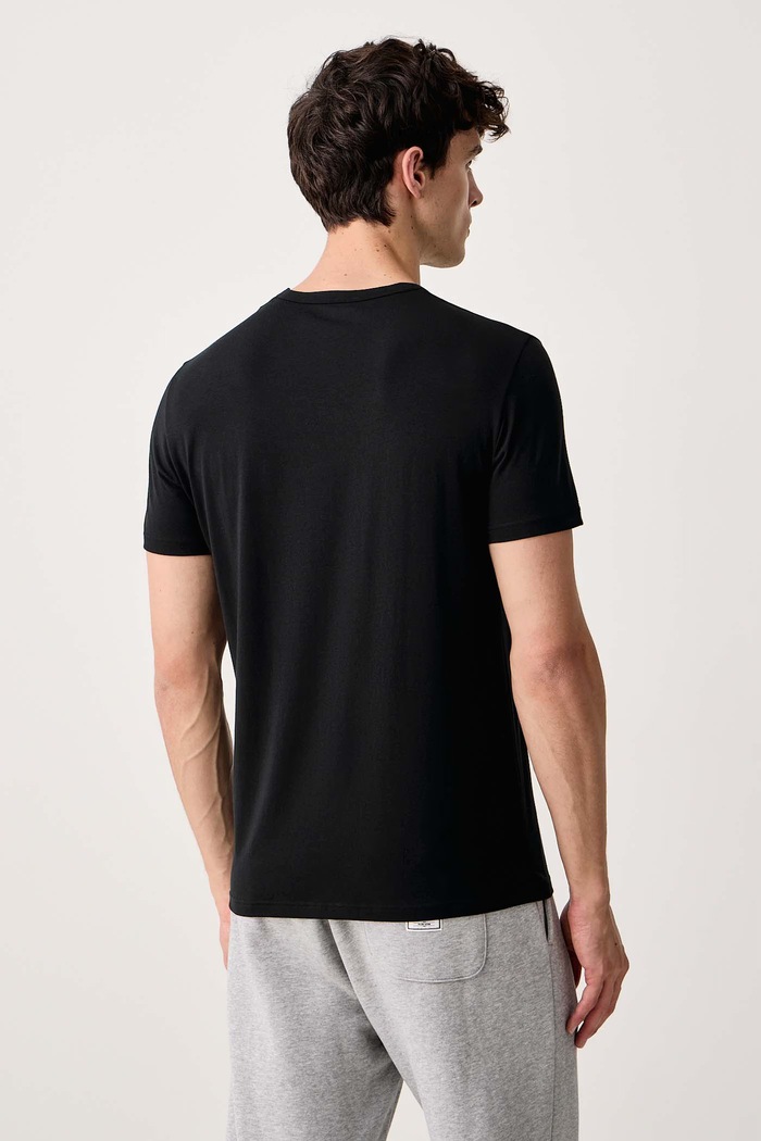 Odzież Emporio Armani Underwear T-shirt lounge męski bawełniany z elastanem 2-pack EM000391.AF25019 czarny