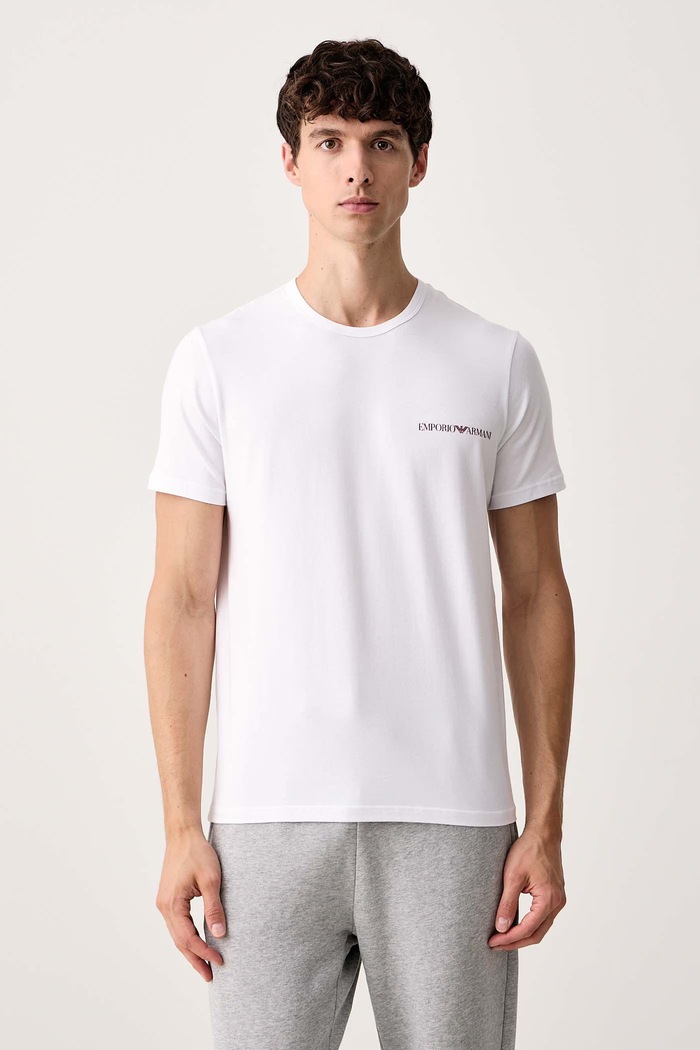 T-shirt lounge męski bawełniany z elastanem 2-pack Emporio Armani Underwear EM000391.AF25019 czarny