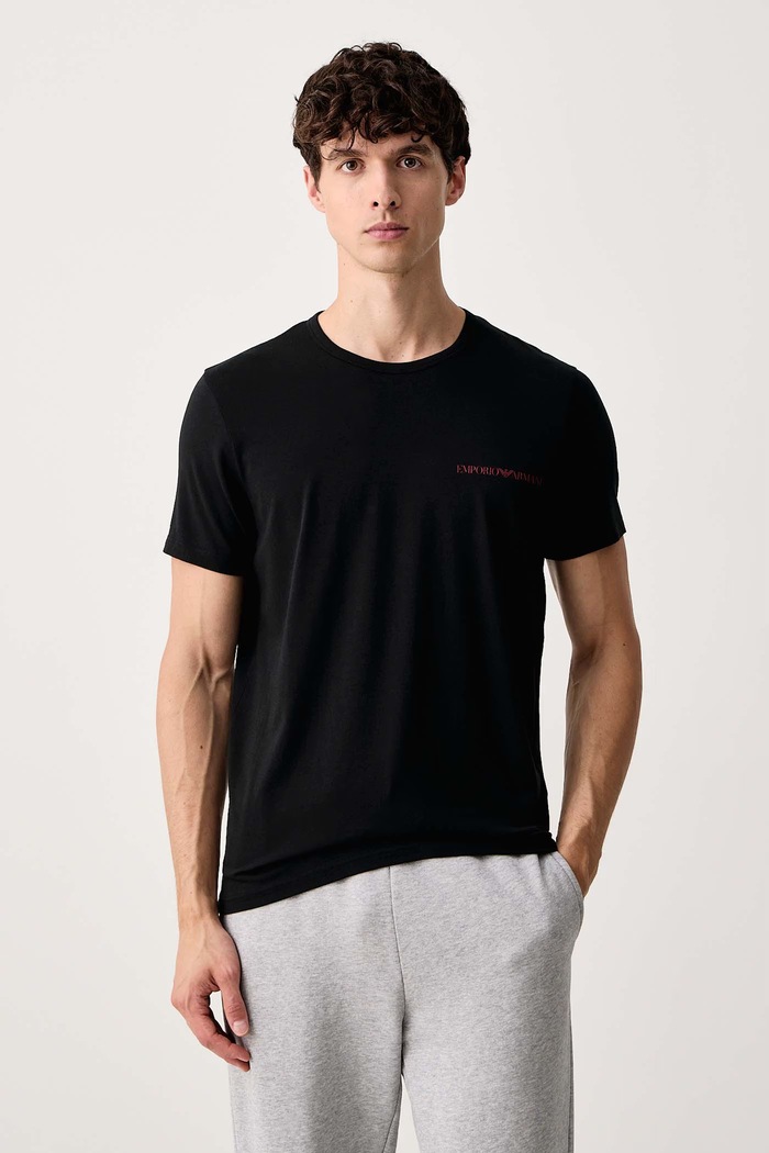 T-shirt lounge męski bawełniany z elastanem 2-pack Emporio Armani Underwear EM000391.AF25019 czarny