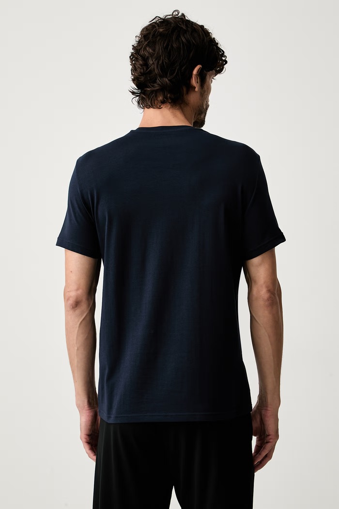 Emporio Armani Underwear T-shirt lounge męski bawełniany z elastanem 2-pack granatowy EM000391.AF25017